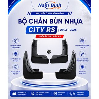 Bộ chắn bùn nhựa xe Honda City Rs 2023-2026 chất liệu nhựa dẻo cao cấp, tặng kèm ốc vít.(Chỉ lắp cho bản RS)