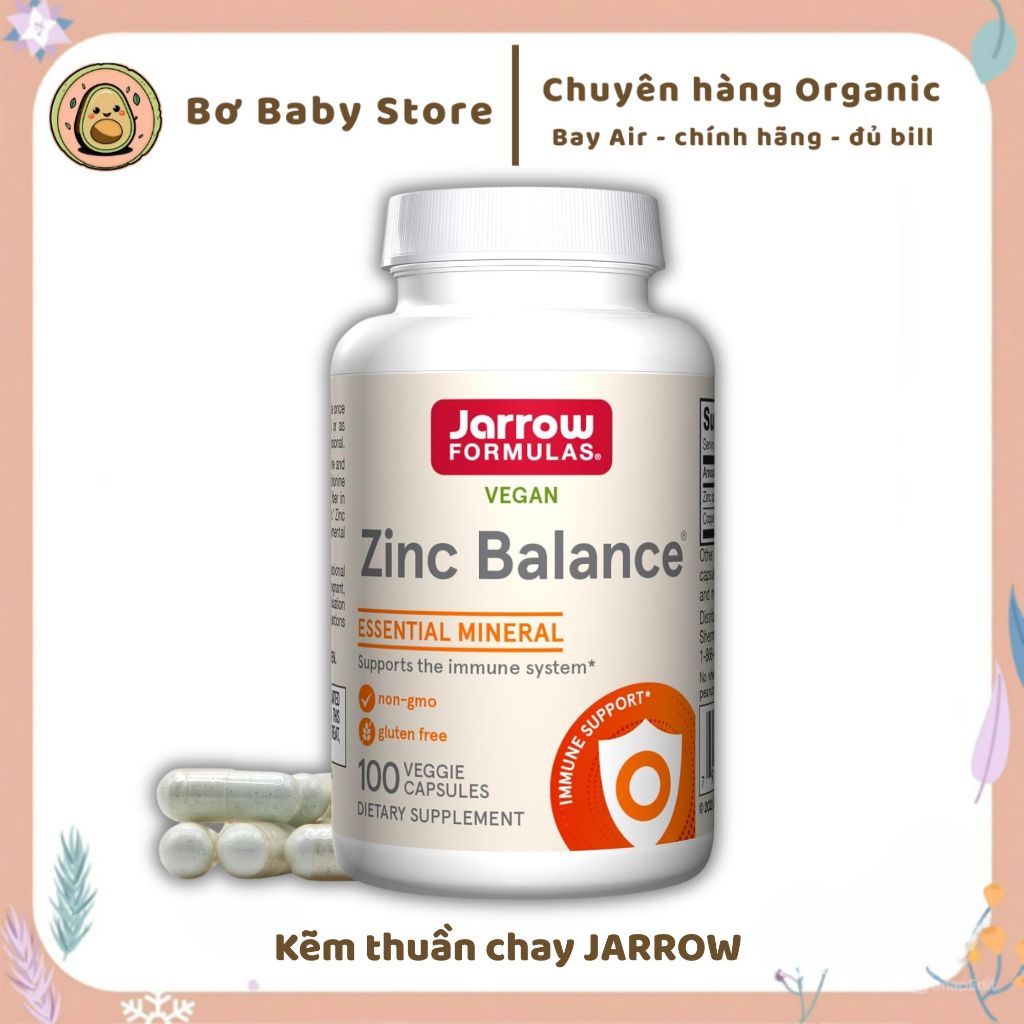 [CHÍNH HÃNG] Viên Uống Kẽm Zinc Balance Jarrow Formulas Giảm Mụn Giảm Viêm Tăng Đề Kháng Điều Hoà Ti