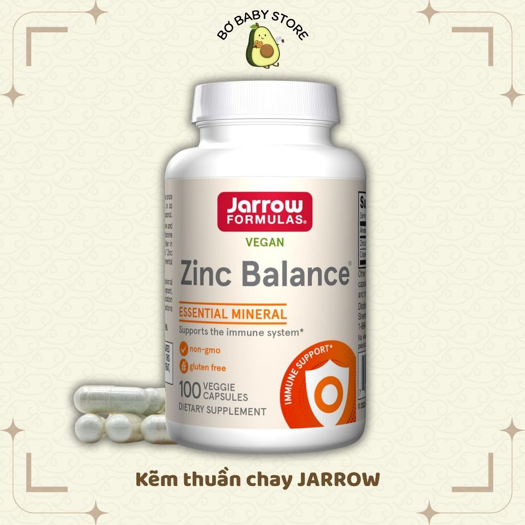 [CHÍNH HÃNG] Viên Uống Kẽm Zinc Balance Jarrow Formulas Giảm Mụn Giảm Viêm Tăng Đề Kháng Điều Hoà Ti