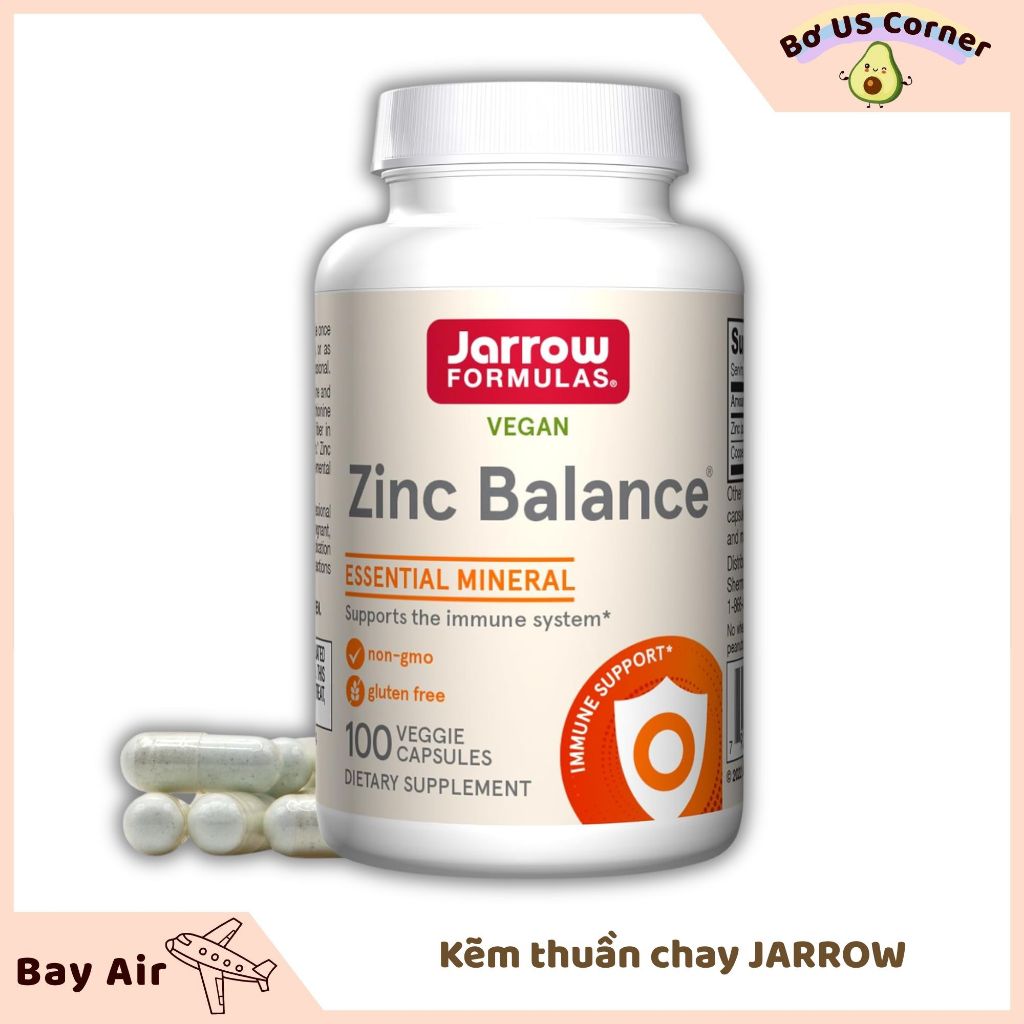[CHÍNH HÃNG] Viên Uống Kẽm Zinc Balance Jarrow Formulas Giảm Mụn Giảm Viêm Tăng Đề Kháng Điều Hoà Ti