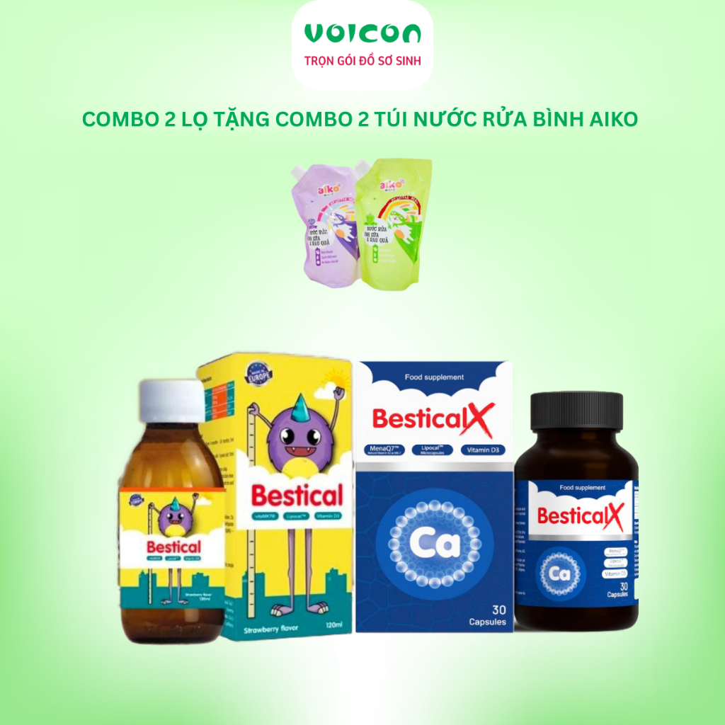 [KÈM QUÀ] Combo 2 chai - Canxi Sinh Học Bestical Cho Bé Từ 4 Tháng & Bestical X Giúp Xương Răng Khỏe