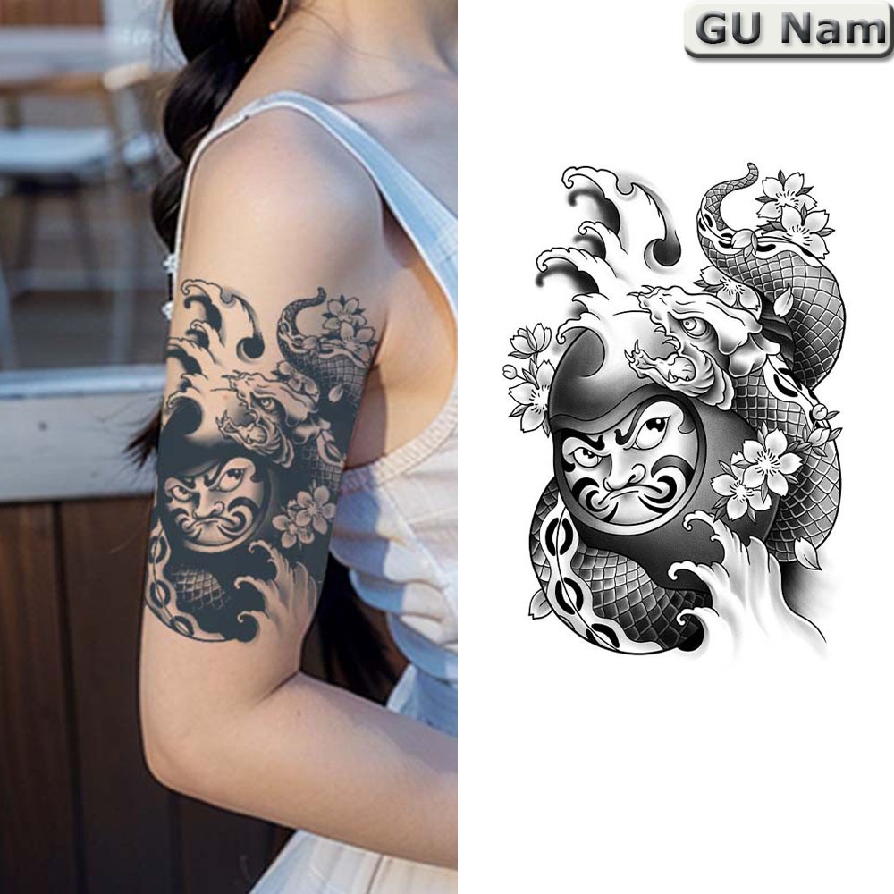 Hình xăm dán 15 ngày chống nước Daruma HC-543, miếng dán hình xăm nhật cổ bền đẹp tạm thời như thật