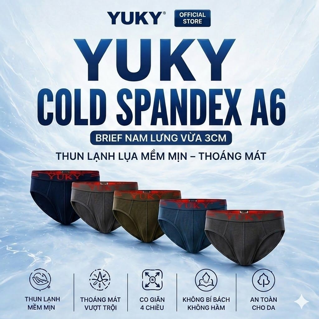 Quần Lót Nam Thun Lạnh Lưng Thun 3cm YUKY A6 Brief – Mềm Mại,Thoáng Mát