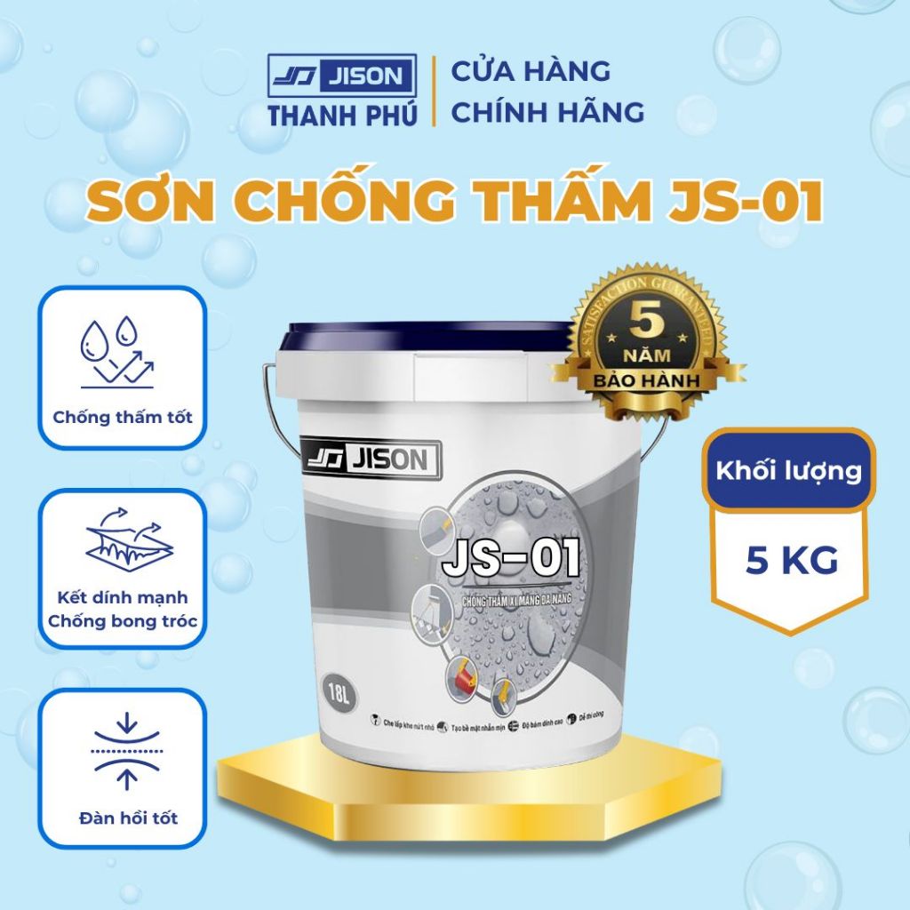 Sơn chống thấm Jison JS01 - Chống thấm tường bao, sàn mái, sân thượng, toilet, hồ cá, ban công