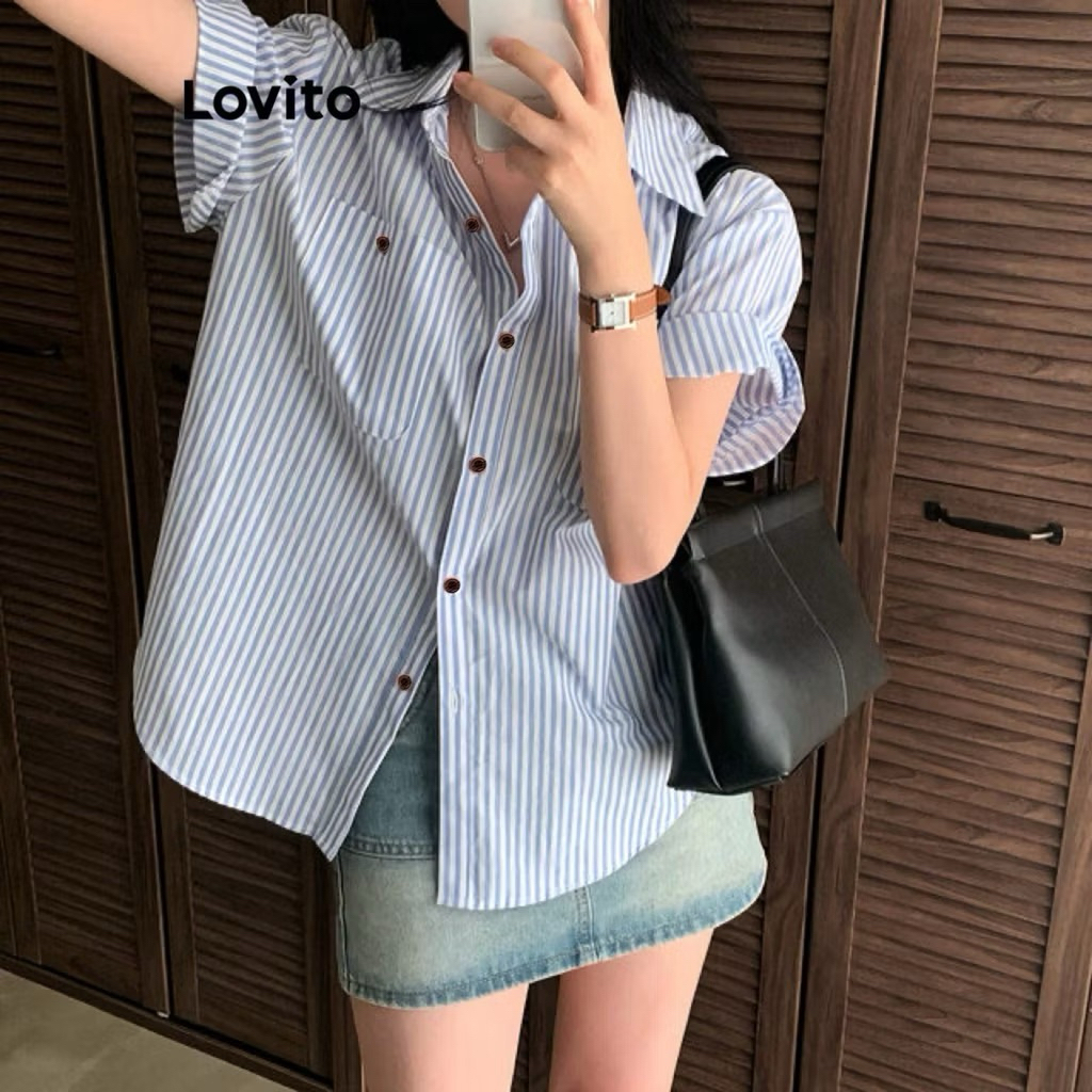 [New chưa mặc] Áo sơ mi sọc Lovito