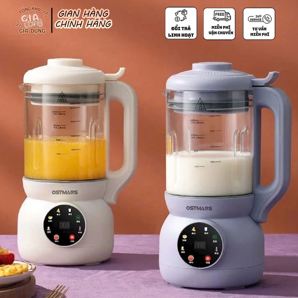 Máy Làm Sữa Hạt OSTMARS Tiếng Việt , Công Suất 600w Dung Tích 1000ml