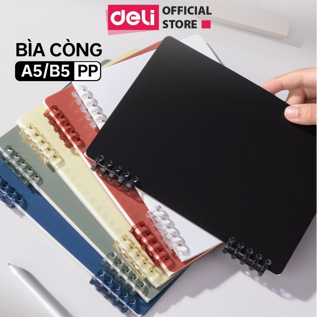 [DELI VPP] Bìa Sổ Còng Nhựa A5/B5 Deli Bìa PP Chống Nước, Binder Thay Giấy Tiện Lợi Dành Cho Học Sin