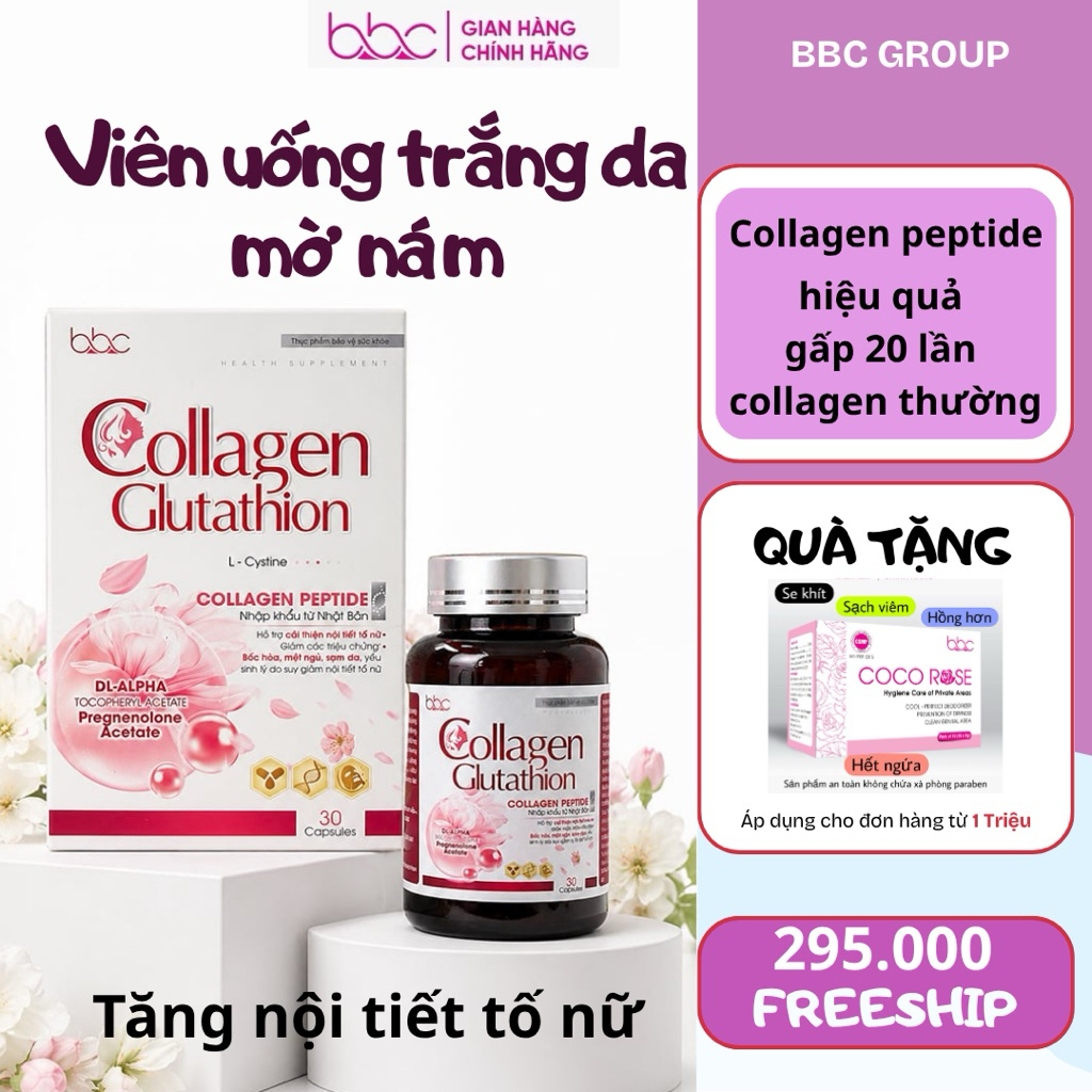 Viên uống trắng da tăng nội tiết tố COLLAGEN GLUTATHION BBC