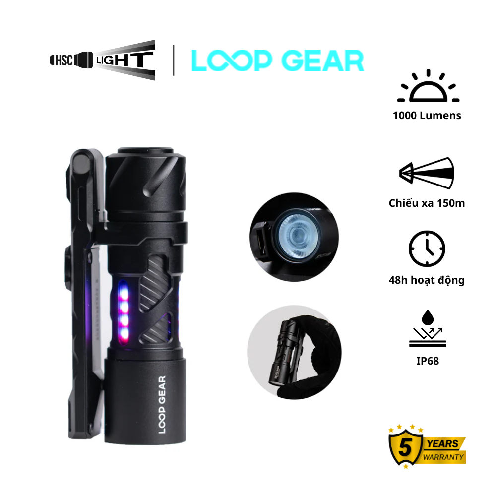 LOOP GEAR SK03 RGB Pro 6500K – Đèn pin EDC nhỏ gọn | RGB Side Light | Clip Stand | IP68