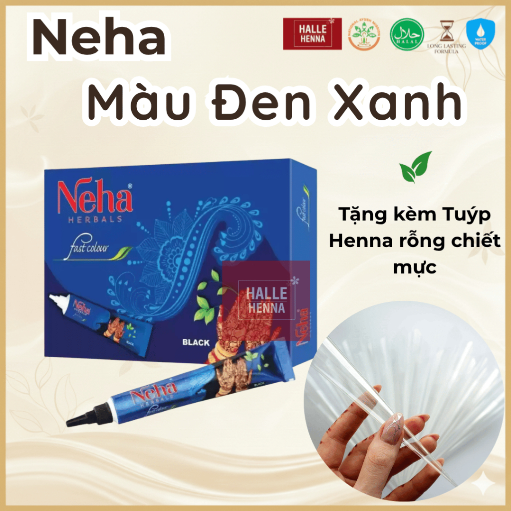 Mực Vẽ Henna Neha Đen (Neha Fast Henna Black Mehandi Cones) – Henna Ấn Độ Lên Màu Đẹp, Xăm Tạm Thời 