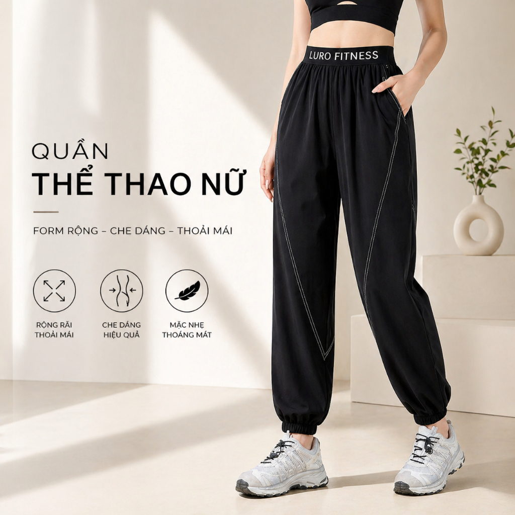 Q107 — Quần thể thao nữ ống rộng