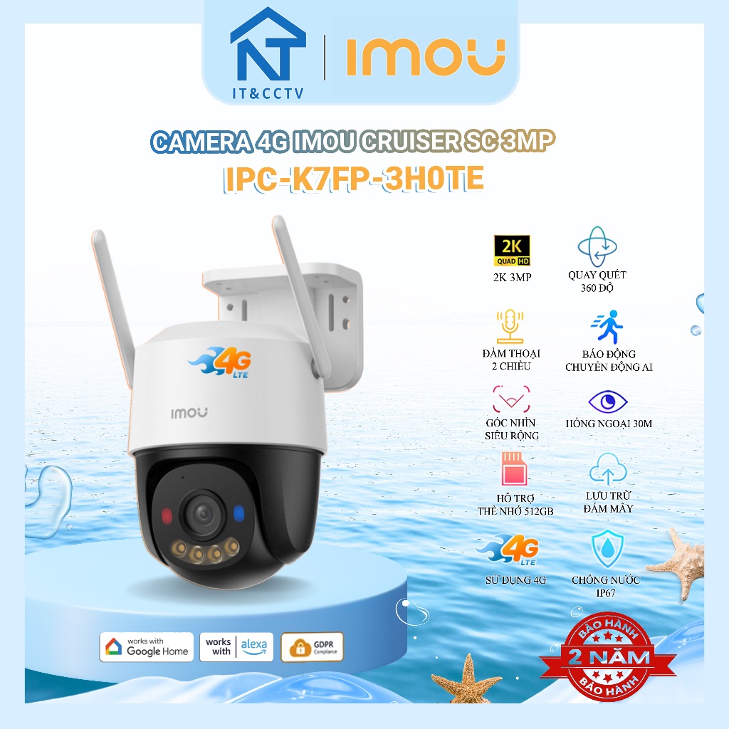Camera IMOU Cruiser SC 4G 3MP / 5MP – IPC-K7FP, SIM 4G, Quay 360°, AI, Ngoài Trời