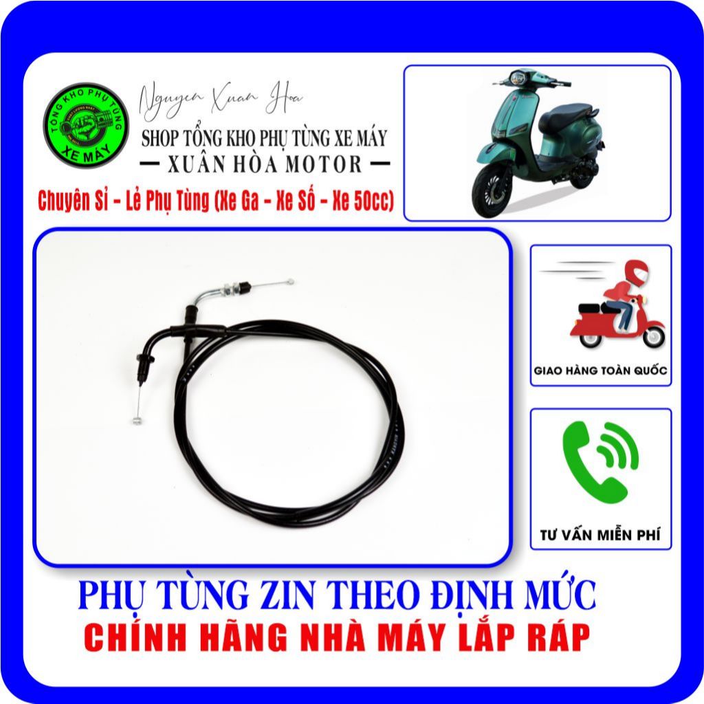 Dây ga Vespa Victoria 50cc: AT88/ AT88 Pro/ AT88 Virla/ V38/ V88... (Hàng nhập khẩu, chính hãng nhà 