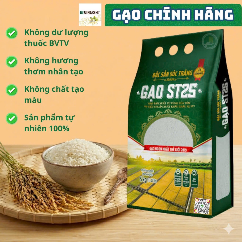 Gạo ST25 lúa tôm Vinaseed 5kg