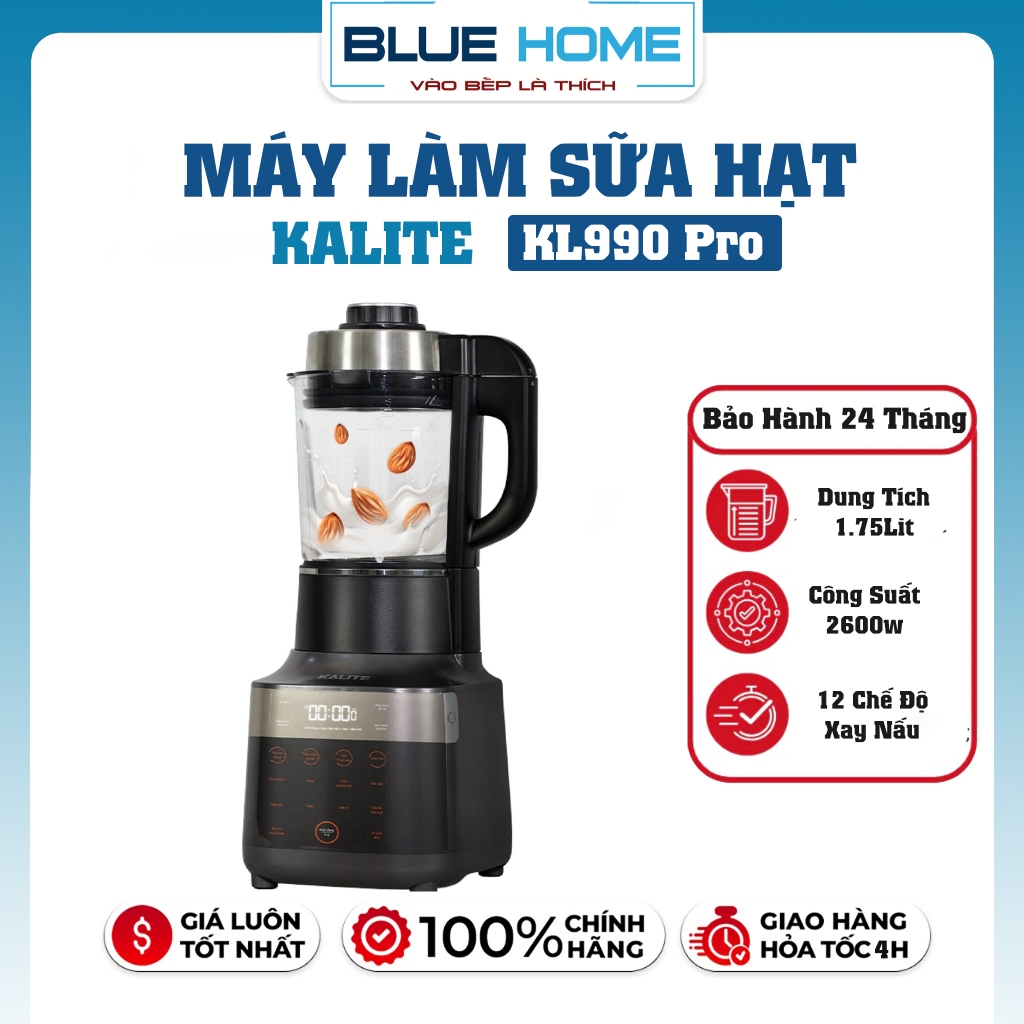 Máy Làm Sữa Hạt Kalite KL990 Pro (Kl990p), Công Suất 2700w - 1.75Lit, Hàng Chính Hãng