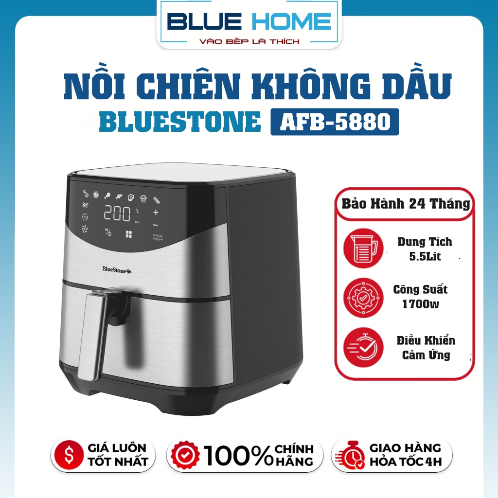 Nồi Chiên Không Dầu BlueStone AFB-5880, 5.5Lit - 1700w, Hàng Chính Hãng