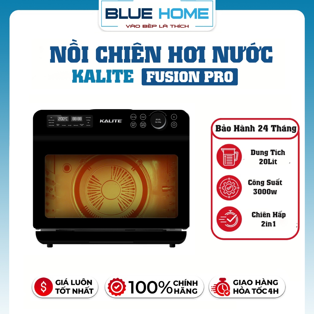 Nồi Chiên Hơi Nước Kalite Steam FUSION PRO, 3000w - 20Lit, 128 Chế Độ Nấu, Hàng Chính Hãng