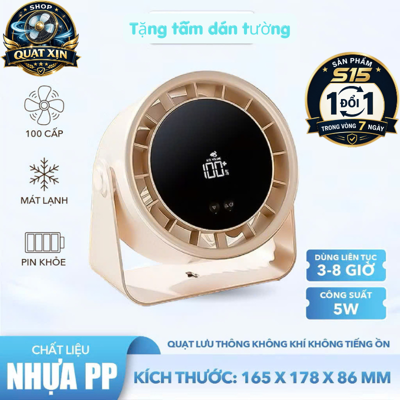 Quạt Mini S15-5000mAh phiên bản tích điện , sản phẩm quạt để bàn hoặc treo tường pin trâu | BigBuy360 - bigbuy360.vn