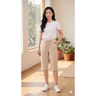 Quần Ngố Quần Lỡ Cho Nữ Chất Đũi Siêu Đẹp Màu Đen Rêu Be Kem Đủ Size từ 38 đến 65kg Mặc Nhà Đi Chơi