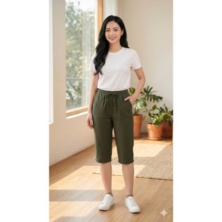 Quần Ngố Quần Lỡ Cho Nữ Chất Đũi Siêu Đẹp Màu Đen Rêu Be Kem Đủ Size từ 38 đến 65kg Mặc Nhà Đi Chơi