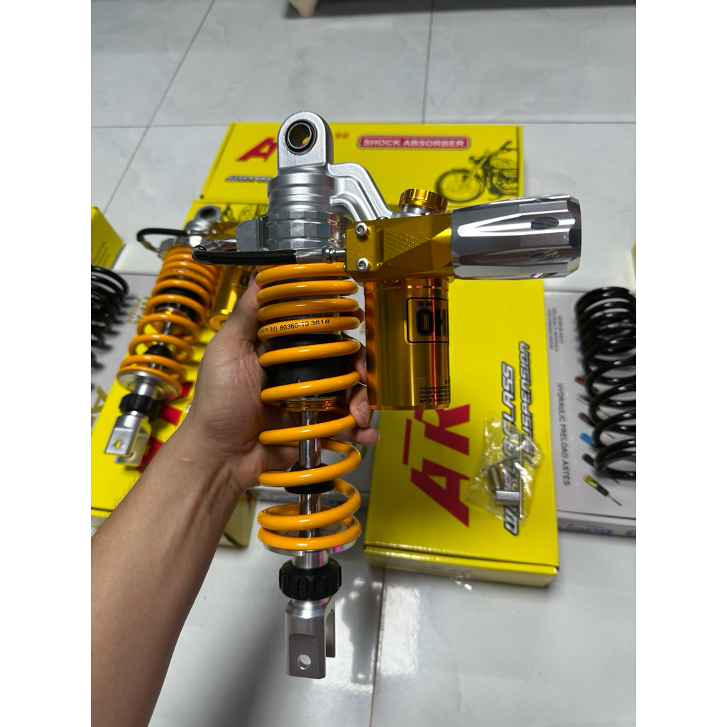 Phuộc ATR mod Ohlins kèm HPA hiệu AR tăng chỉnh thiệc ( 1 cây ) cho Vario & Vision ( tặng loxo phụ )