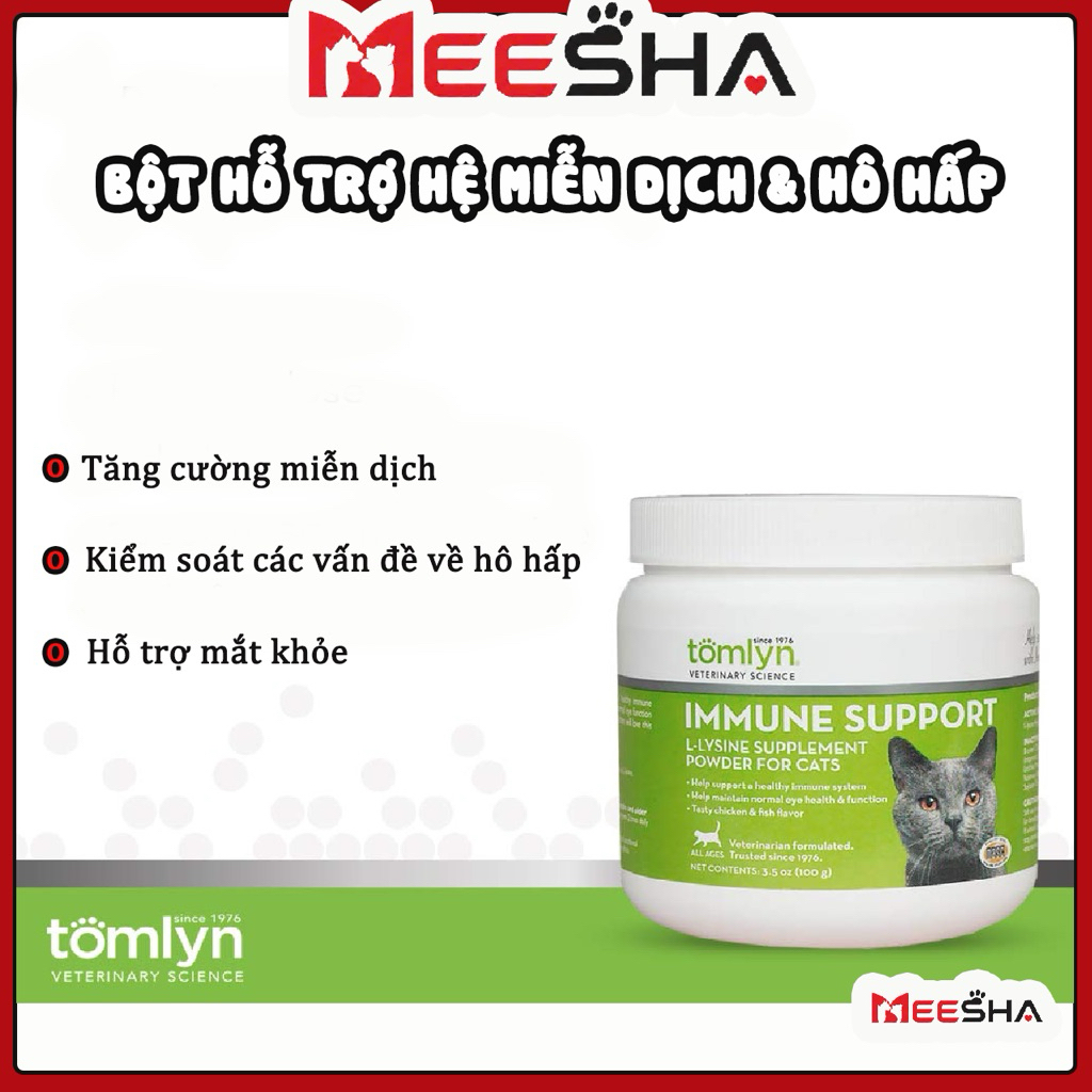 [HÀNG MỸ] BỘT TOMLYN HỖ TRỢ HỆ MIỄN DỊCH VÀ HÔ HẤP CHO MÈO