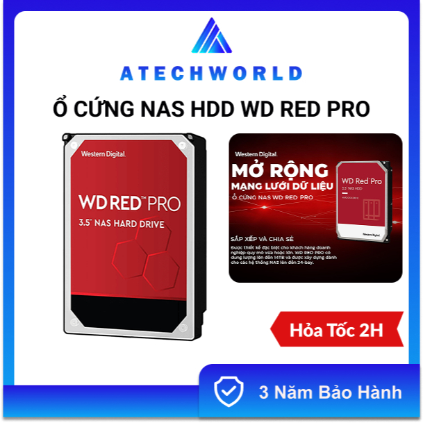 Ổ Cứng NAS WD Red Pro 12TB 14TB 16TB 18TB 20TB 22TB 24TB – Hàng Chính Hãng - BH 3 Năm - Có Xuất VAT