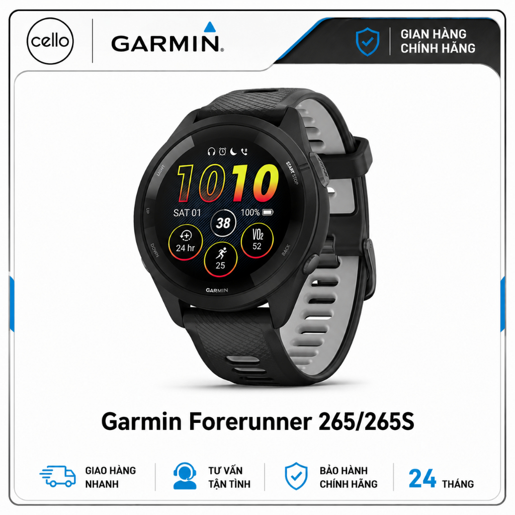 Đồng Hồ Garmin Forerunner 265 - Forerunner 265S - Chính Hãng Garmin Việt Nam - Bảo Hành 24 Tháng - H