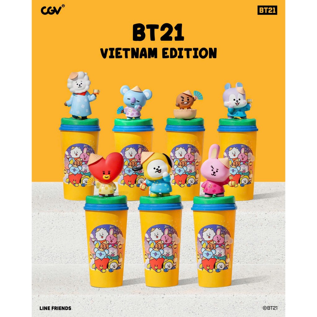 [CGV] Ly Nước BT21 VIETNAM EDITION - Ly nước BT21 New 2026 Kèm Topper Nhân Vật BỘ SƯU TẬP  BT21 VIỆT
