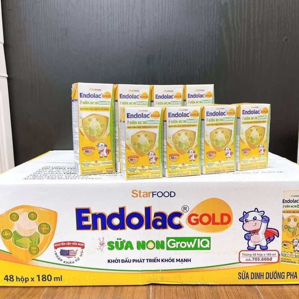 Sữa bột pha sẵn Endolac gold sữa non grow IQ thùng 48 hộp 110ml