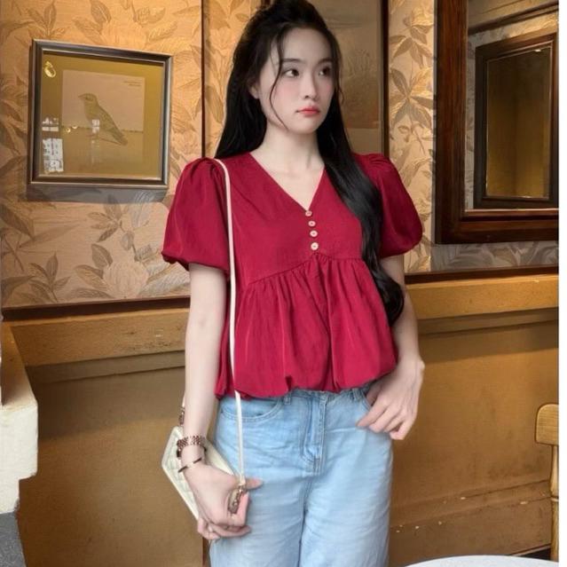 Áo kiểu hottrend nữ cổ V áo bí trẻ trung KENCO Thời Trang Nữ M3003 | BigBuy360 - bigbuy360.vn