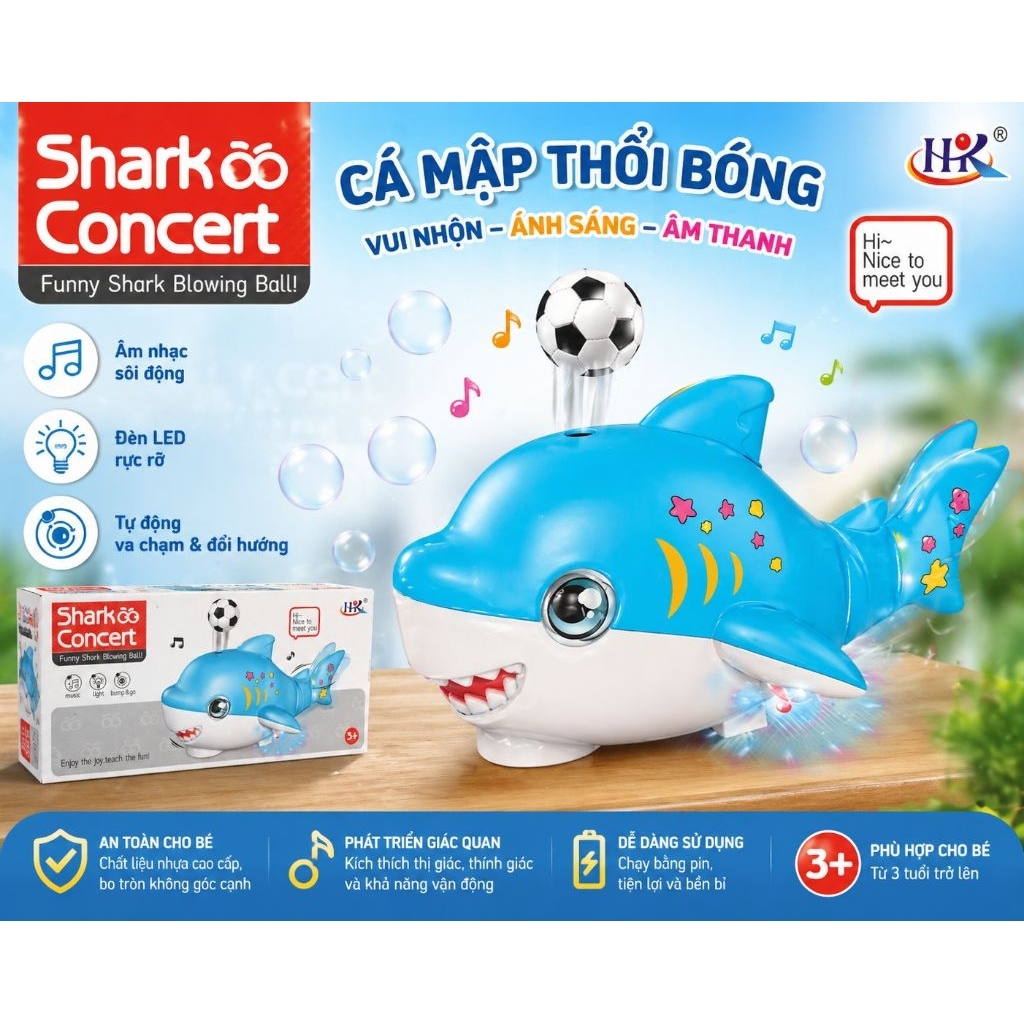 🐬 CÁ MẬP THỔI BÓNG SHARK CONCERT – ĐỒ CHƠI THÔNG MINH CHO BÉ 3+ 🐬
