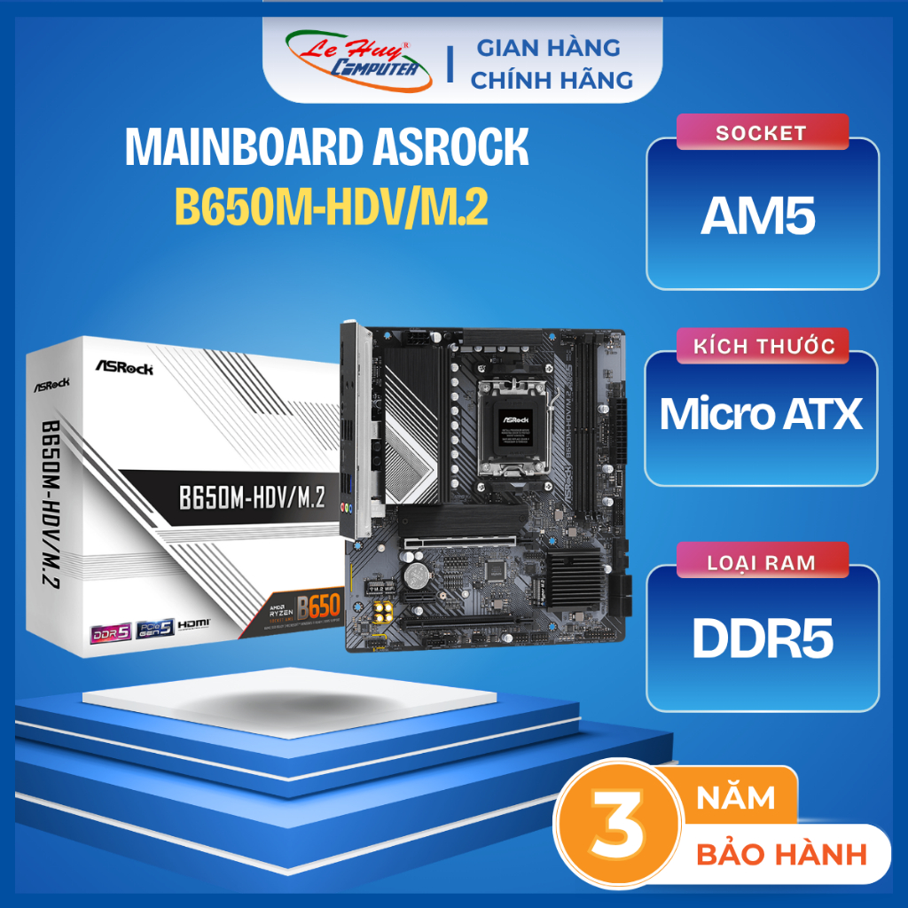 MainBoard AMD ASROCK B650M B650M-H/M.2+/ WiFi B650M-HDV/M.2 AM5 DDR5 - Hàng Chính Hãng