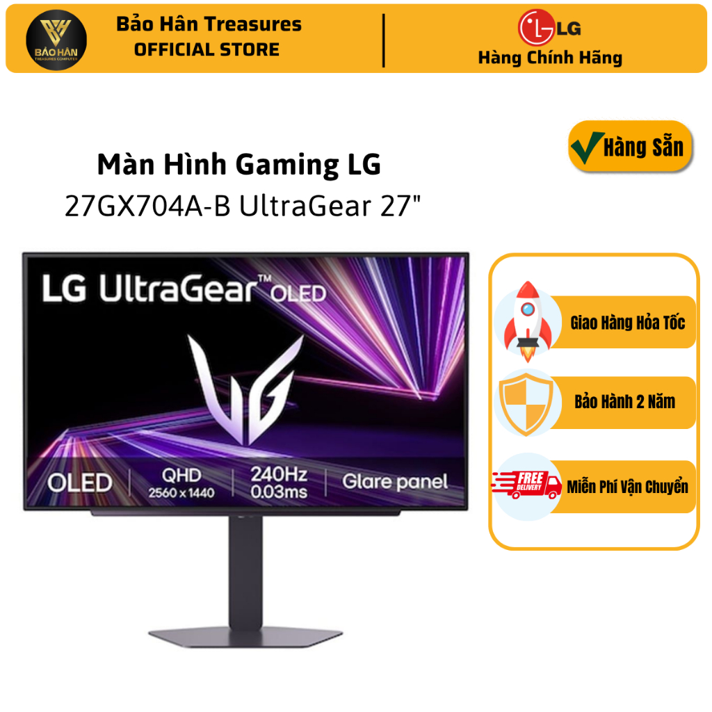 Màn Hình Gaming LG 27GX704A-B UltraGear 27" OLED 2K 240Hz G-Sync - Hàng Chính Hãng
