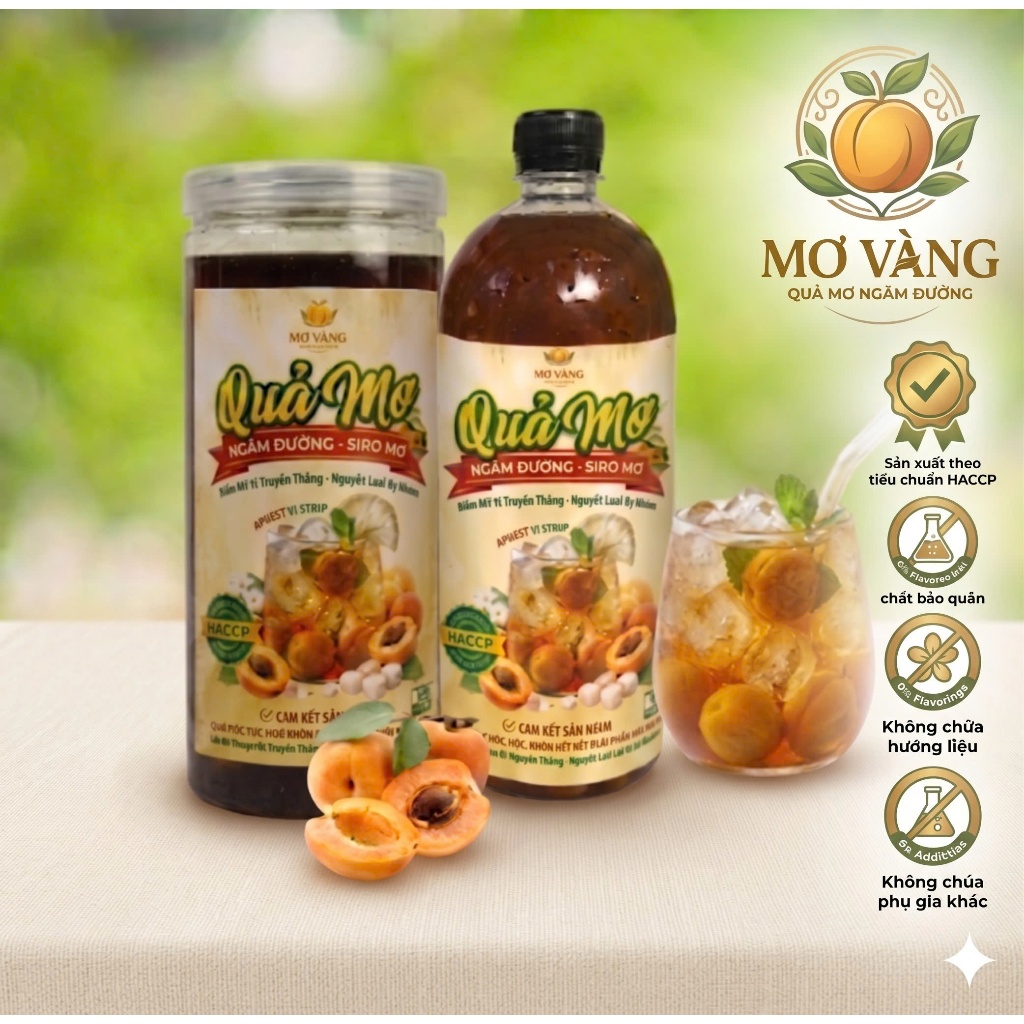 [HACCP] Quả Mơ Ngâm Đường, Nước Cốt Siro Mơ Má Đào Nguyên Chất [Hũ 1kg - Chai 1L]