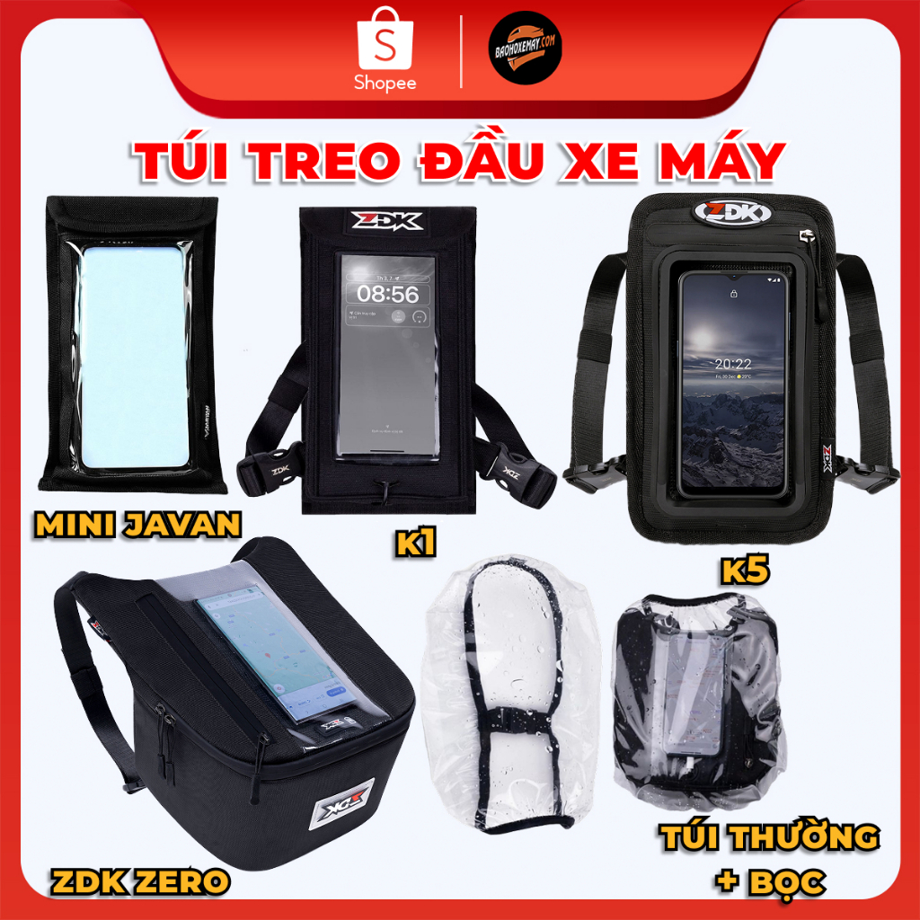Túi Treo Đầu Xe ZDK K1 K5 ZERO + Túi Mini Javan + Túi Thường + Bọc Chống Nước