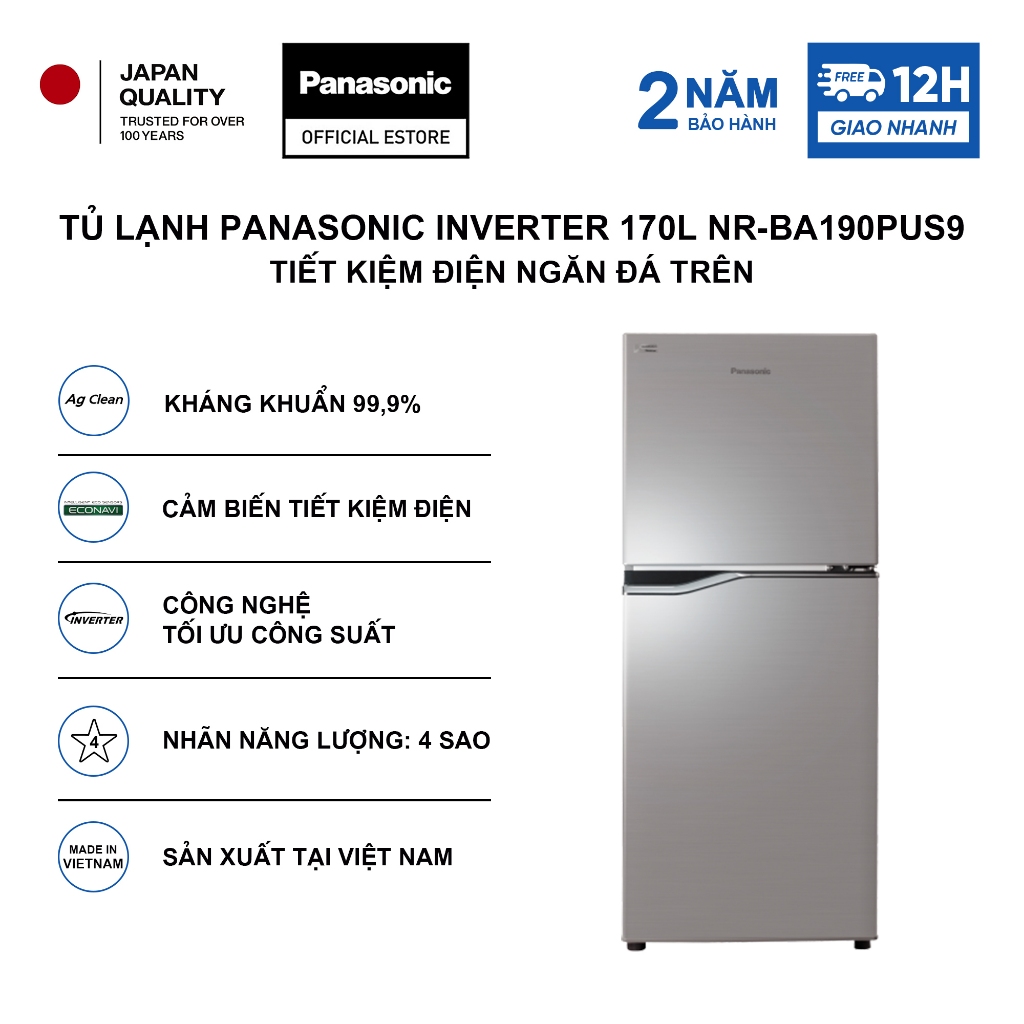 [LIVESTREAM] Tủ lạnh Panasonic Inverter 170L NR-BA190PUS9 Tiết kiệm điện Ngăn đá trên