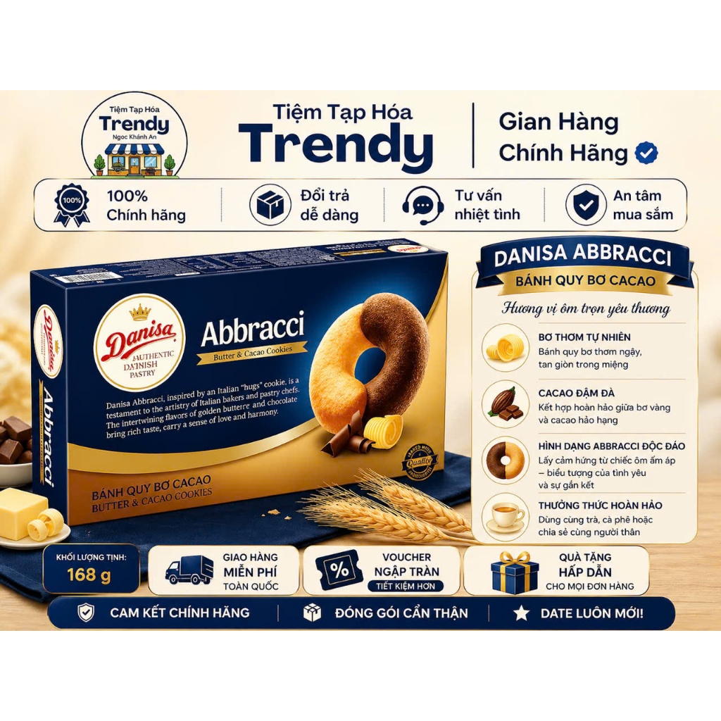Bánh Quy Bơ Cacao Danisa Abbracci 168G