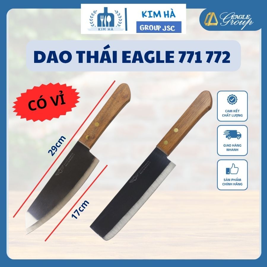 Dao Eagle 771 772 Có Vỉ Thép Cao Cấp Không Gỉ Sét, Cán Gỗ Chắc Chắn Bền Bỉ Theo Thời Gian - Kim Hà G