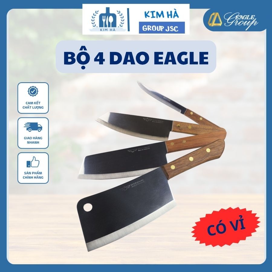Bộ 4 Dao Eagle Công Nghệ Rèn Kháng Khuẩn Đa Dạng Size Phù Hợp Mọi Công Năng - Kim Hà Group JSC