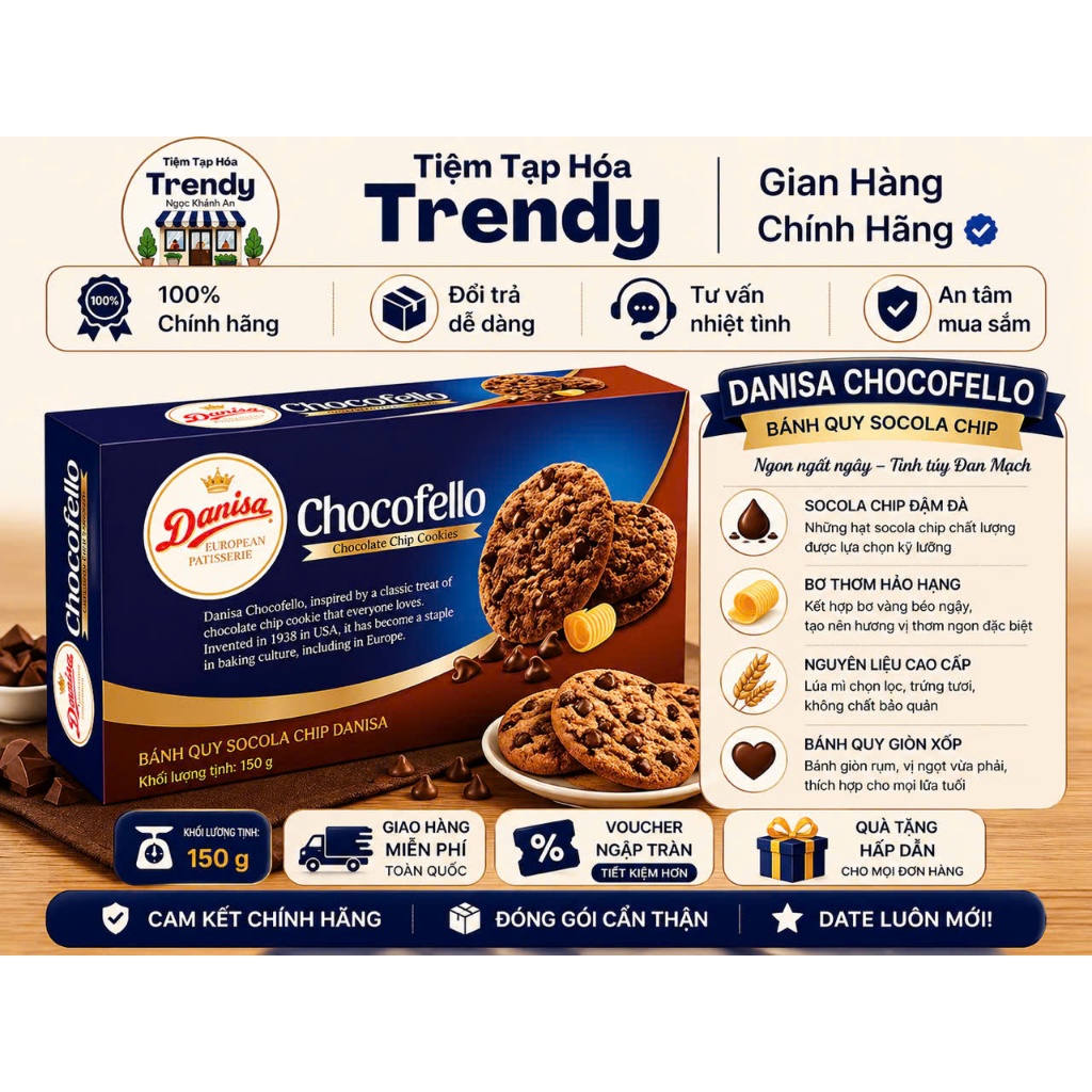 Bánh Quy Bơ Socola Danisa Chocofello 150G