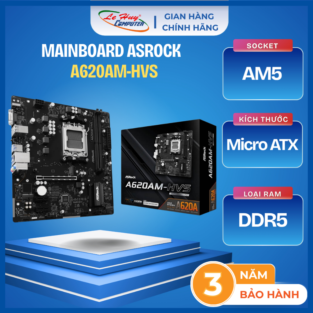 Mainboard Asrock A620AM-HVS AM5 - Hàng Chính Hãng