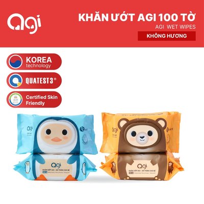 Khăn ướt Agi không hương 100 tờ an toàn, tiện lợi, siêu tiết kiệm (BAO BÌ MỚI)