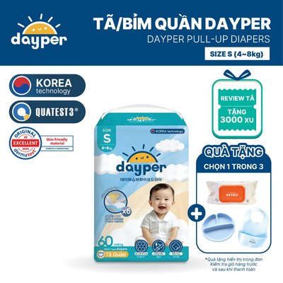 Tã/bỉm quần Dayper S60/M58/L52/XL50/XXL46 - Super Hive Dry mới thấm hút gấp 6 lần