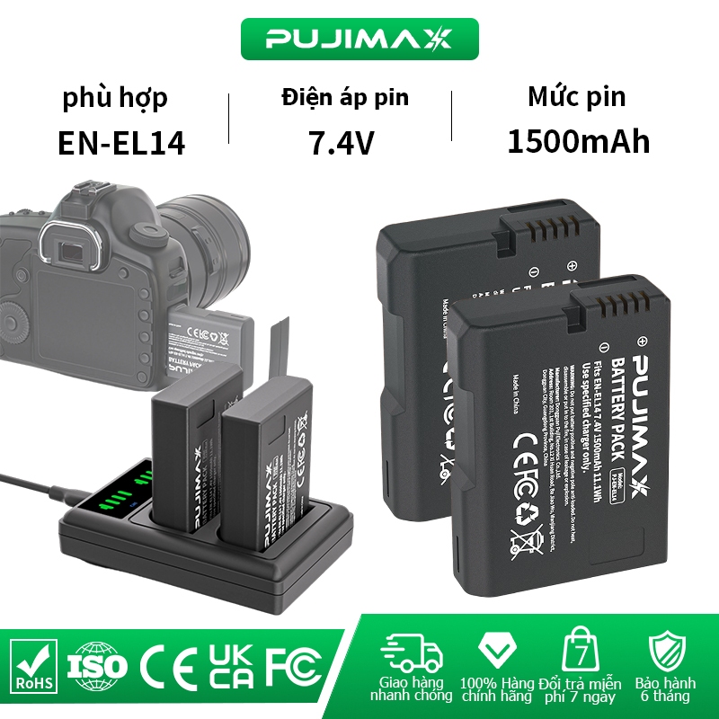 Pin Nikon EN-EL14 EN-EL14a PUJIMAX cho P7000 P7100 P7700 P7800 pin Li-ion bền dung lượng ổn định