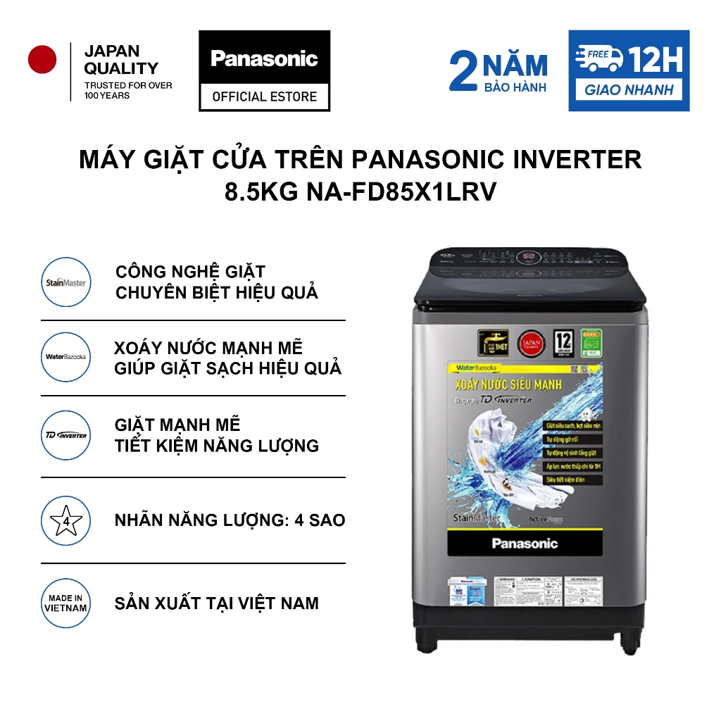 [ELPN2TV GIẢM TỐI ĐA 2TR] [Chỉ giao miền Bắc] Máy Giặt Cửa Trên Panasonic Inverter 8.5KG NA-FD85X1LRV | BigBuy360 - bigbuy360.vn