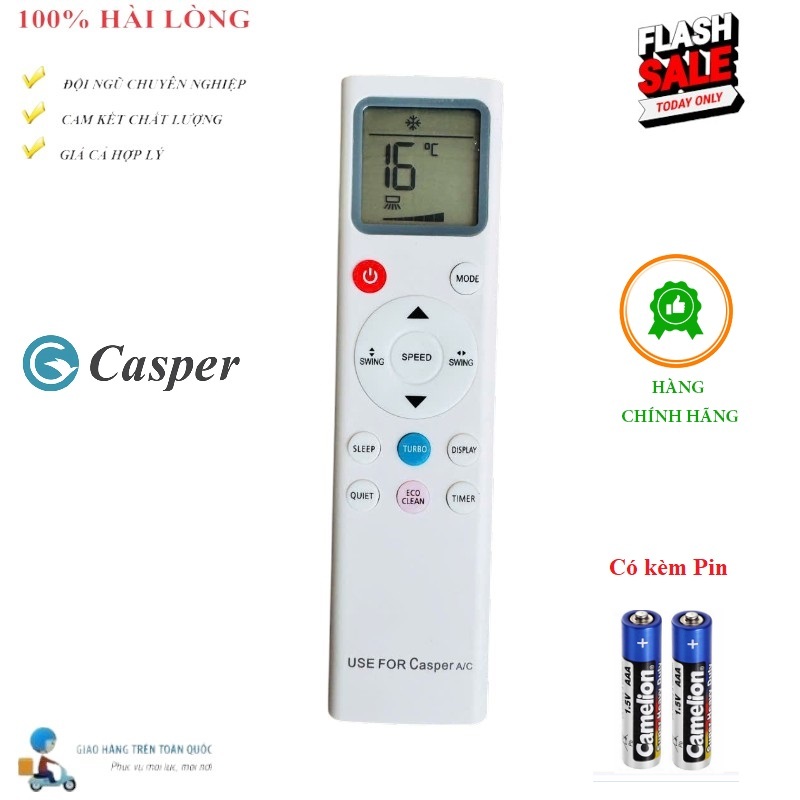 Remote Điều khiển điều hòa Casper 2 chiều Inverter TURBO ECO CLEAN- Hàng XỊN mới100% Tặng Pin