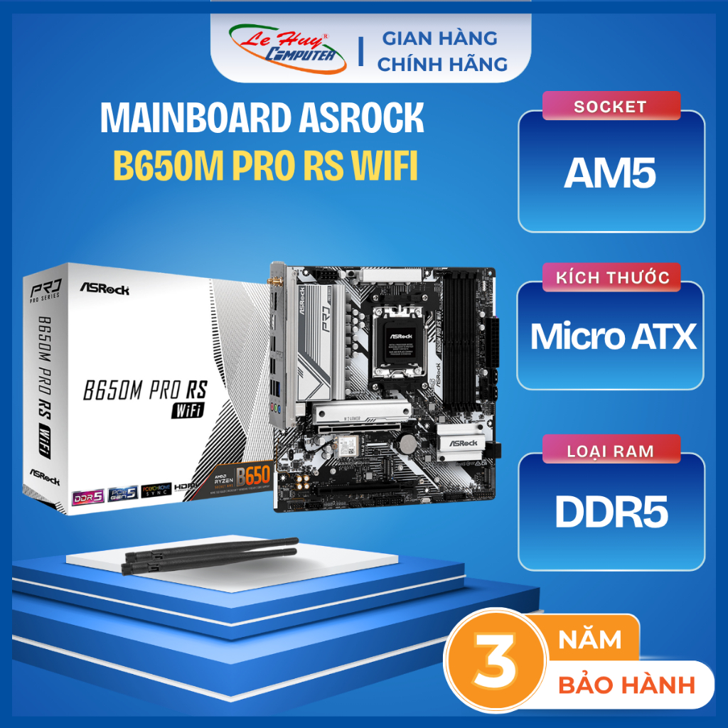 Mainboard Asrock B650M Pro RS Wifi DDR5 - Hàng Chính Hãng