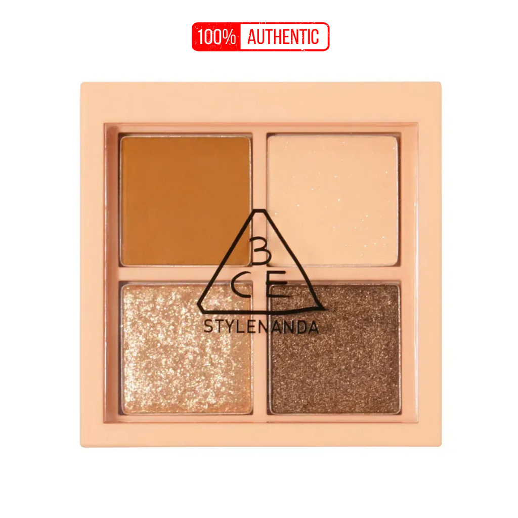 Bảng Mắt 3CE Mini 4 Ô Multi Eye Color Palette Almond Fudge 3.2g Tone Nâu Cam Dễ Dùng