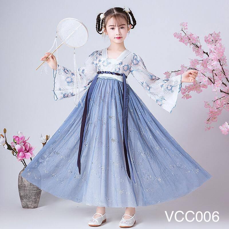 Váy Hanfu tay hoa trắng thời trang trẻ em BEESHOP VCC006